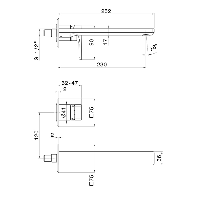 Смеситель для раковины с длинным изливом Newform B-Easy 72630E внешняя часть ФОТО