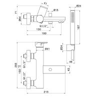 Смеситель для ванны Newform B-Easy 72640C с ручным душем схема 4