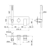 Смеситель для душа Newform B-Easy 72669E 2 потока с ручным душем внешняя часть схема 3 Смеситель для душа Newform B-Easy 72669E 2 потока с ручным душем внешняя часть схема 3