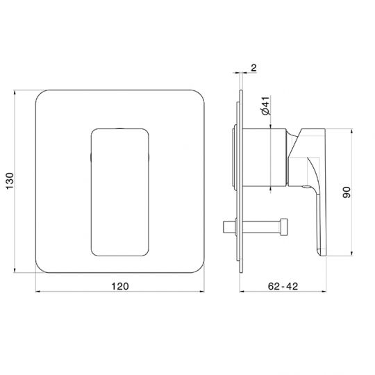Смеситель для душа Newform B-Easy 72670E с автопереключателем на 2 потока внешняя часть схема 3