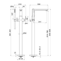 Смеситель для ванны напольный Newform B-Easy 72684E внешняя часть схема 6