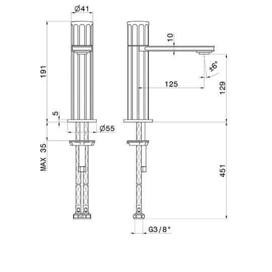 Смеситель для раковины Newform Ionika 72812.59.066 1 отверстие схема 2