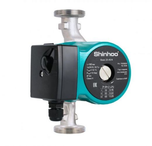 Насос циркуляционный Shinhoo Basic 25-4S N с гайками
