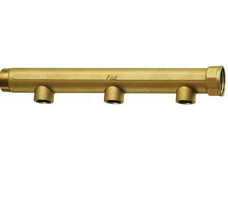 Коллектор распределительный 1 1/4" НР-ВР с 3 отводами 3/4" ВР FAR