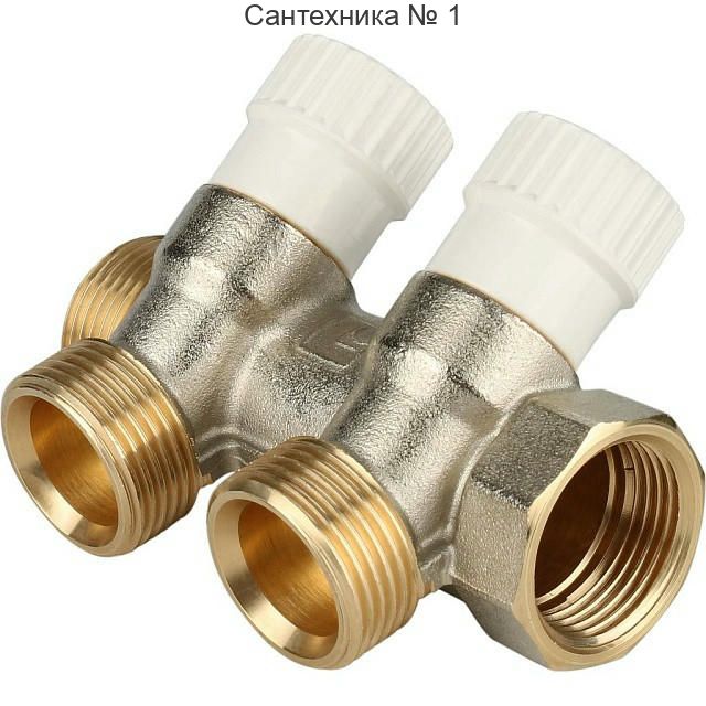 Коллектор распределительный 3/4 на 2 отвода 3/4 ЕК, никелированный STOUT