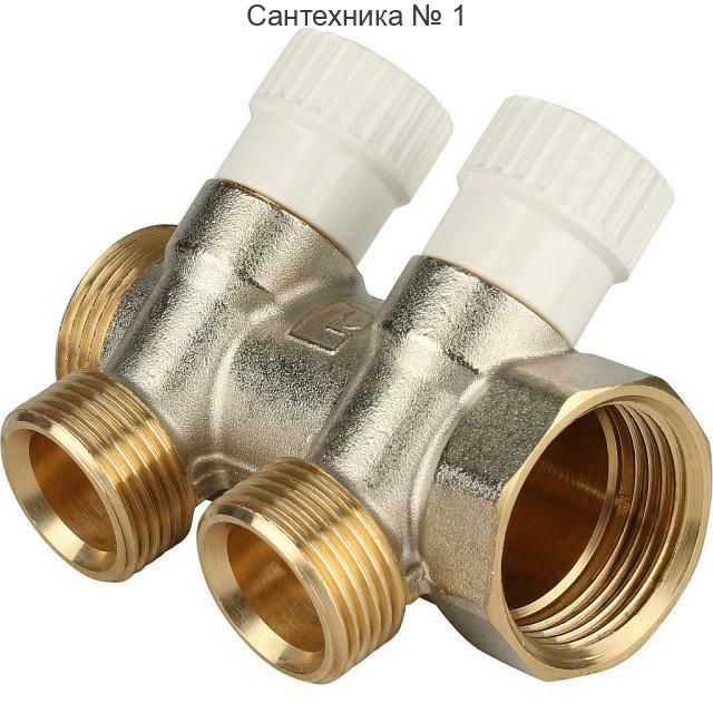 Коллектор распределительный 1 на 2 отвода 3/4 ЕК, никелированный STOUT