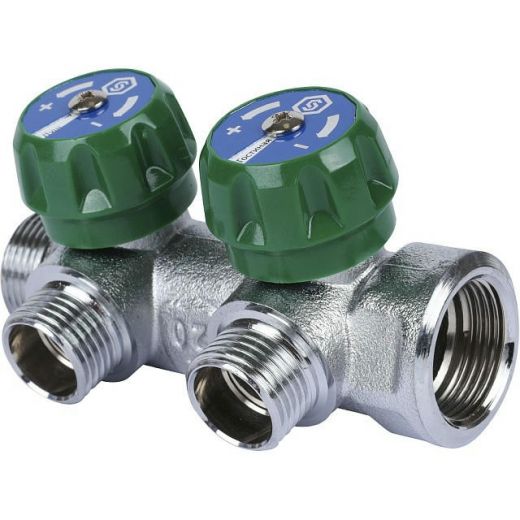 Коллектор регулирующий распределительный 3/4" с 2 отводами 1/2" STOUT
