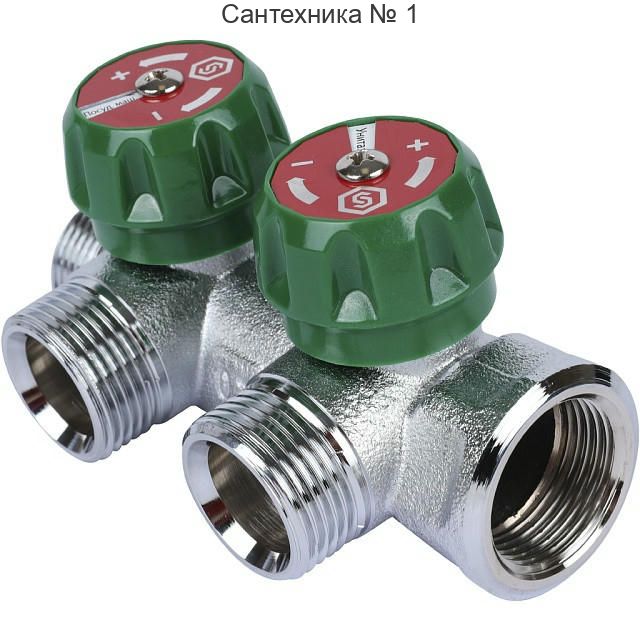 Коллектор регулирующий распределительный 3/4" с 2 отводами 3/4" ЕК, хромированный STOUT