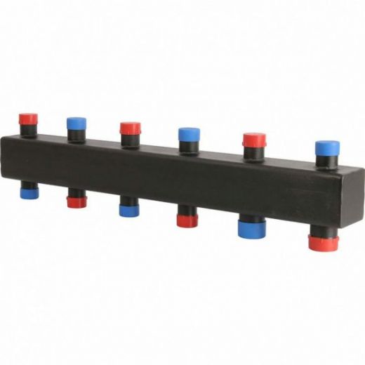 Коллектор распределительный стальной 3(5) отопительных контура 1х1 1/4" ROMMER