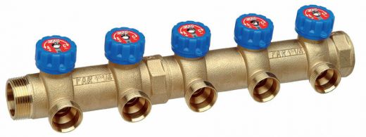 Коллектор регулирующий 1 1/4" НР-ВР c 4 отводами М33х1,5 FAR