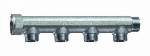 Коллектор 1" ВР-НР с 4 отводами 1/2" НР, межосевое 36 мм FAR