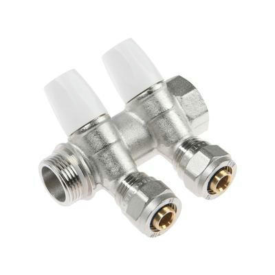 Коллектор регулирующий с вентилями 3/4" на 2 выхода, никелированный TIM