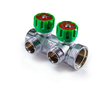 Коллектор регулирующий с вентилями 1" на 2 выхода 3/4" ЕК ZEISSLER