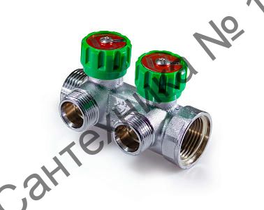 Коллектор регулирующий с вентилями 1" на 2 выхода 3/4" ЕК ZEISSLER