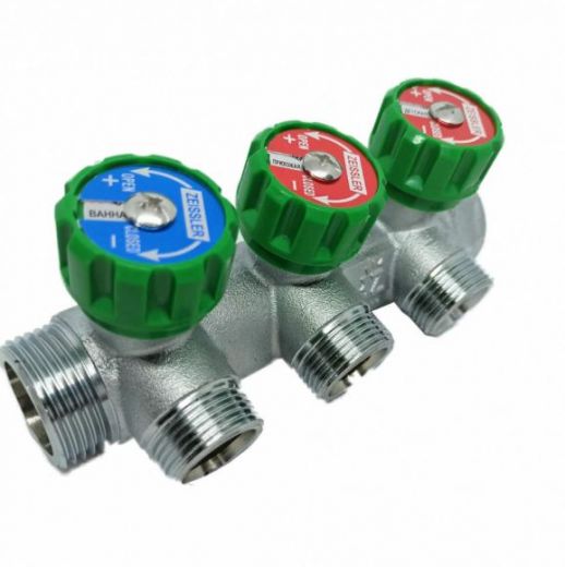 Коллектор регулирующий с вентилями 1" на 3 выхода 3/4" ЕК ZEISSLER