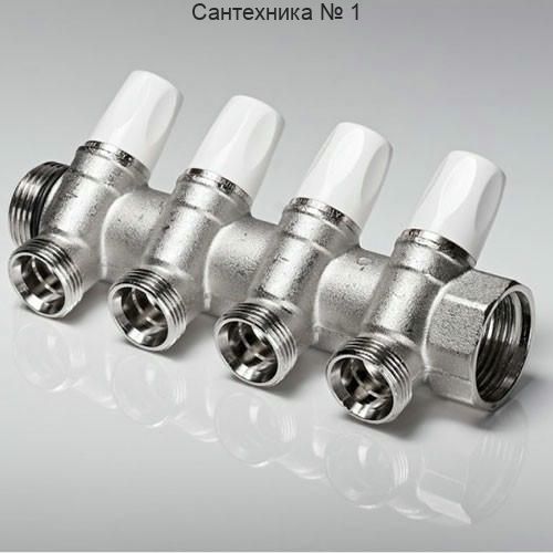 Коллектор распределительный регулирующий G1" с 4 отводами G 3/4" REHAU