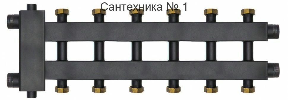 Коллектор с гидроразделителем и гайками WKD.R.85.К.F на 3+3+1 контура до 85 кВт Warme