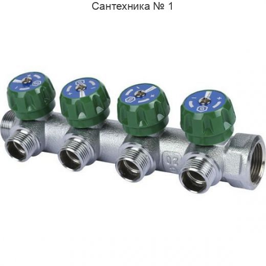 Коллектор регулирующий распределительный 3/4" с 4 отводами 1/2" STOUT