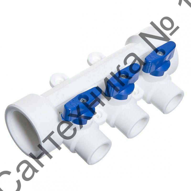 Коллектор с синими кранами 3 выхода 40-20, белый Imperial