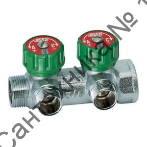Коллектор регулирующий 3/4" ВР-НР с 2 отводами 1/2" EU с вставкой под плоское уплотнение FAR