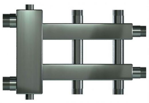Коллектор с гидроразделителем из нержавеющей стали WKD.R.60.S.К на 1+1+1 контуров до 60 кВт, дублер компакт Warme