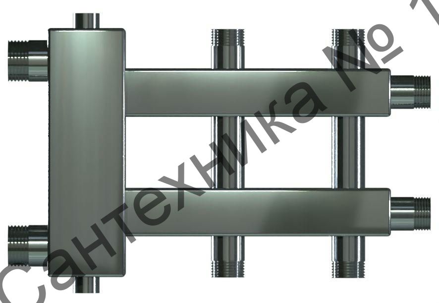 Коллектор с гидроразделителем из нержавеющей стали WKD.R.60.S.К на 1+1+1 контуров до 60 кВт, дублер компакт Warme