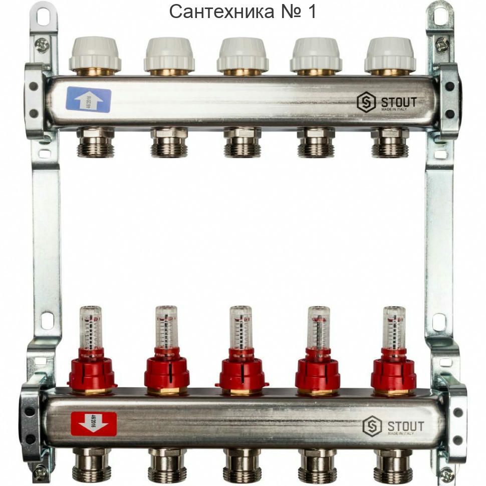 Коллекторная группа из нержавеющей стали с расходомерами на 5 выходов STOUT