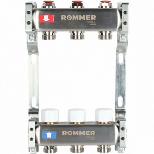 Коллектор из нержавеющей стали без расходомеров 3 выхода ROMMER