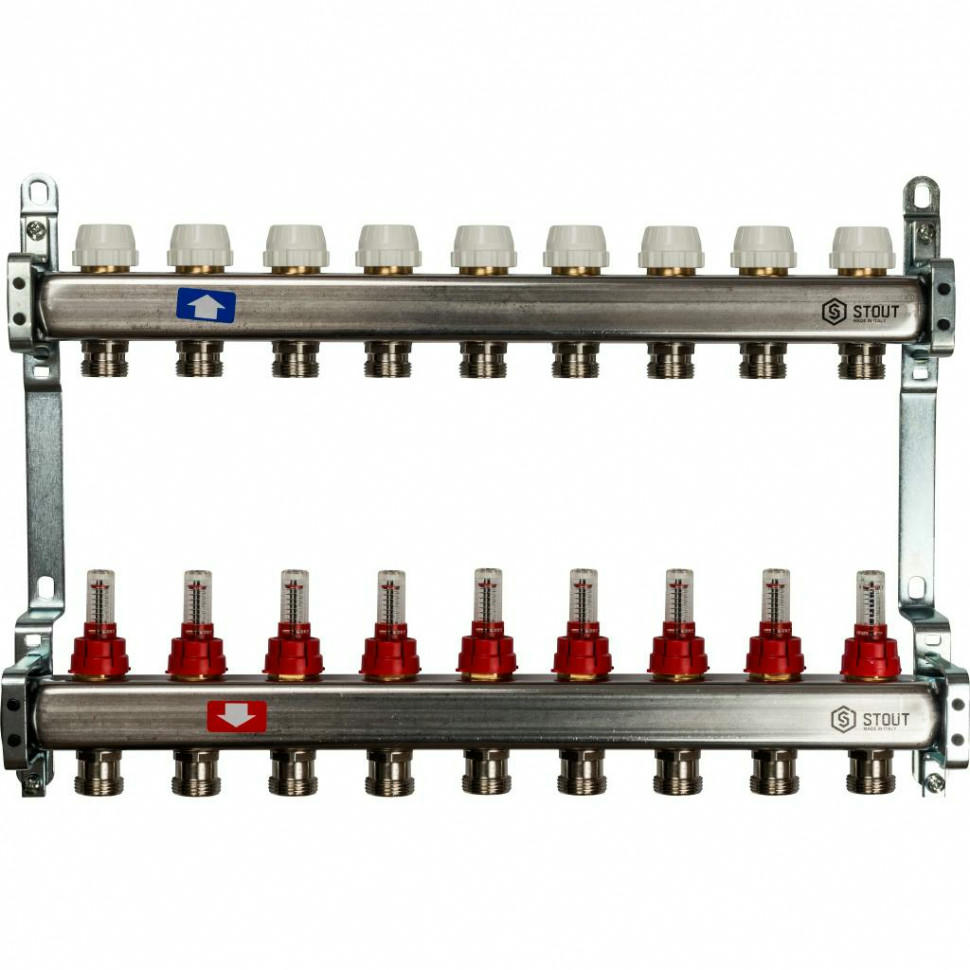 Коллекторная группа из нержавеющей стали с расходомерами на 9 выходов STOUT