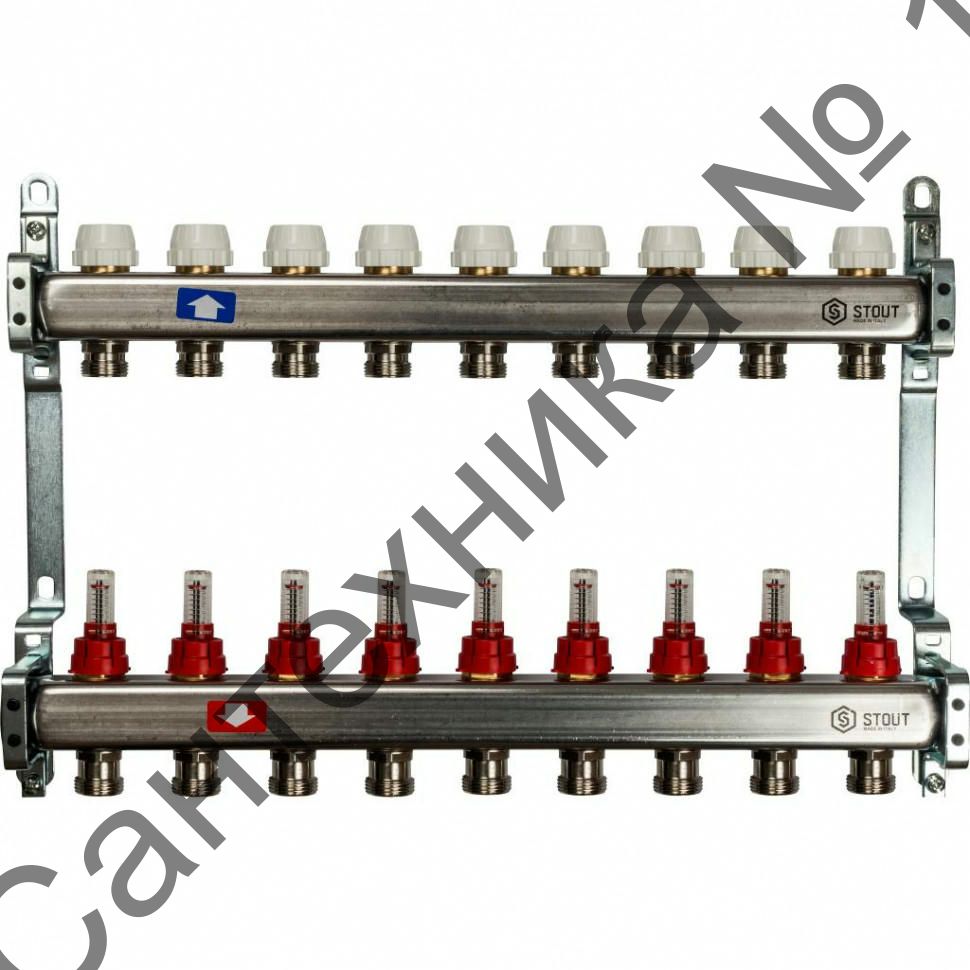 Коллекторная группа из нержавеющей стали с расходомерами на 9 выходов STOUT
