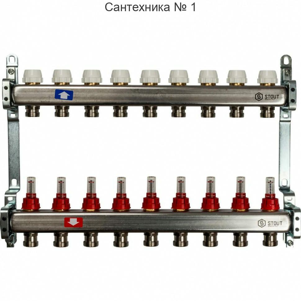 Коллекторная группа из нержавеющей стали с расходомерами на 9 выходов STOUT