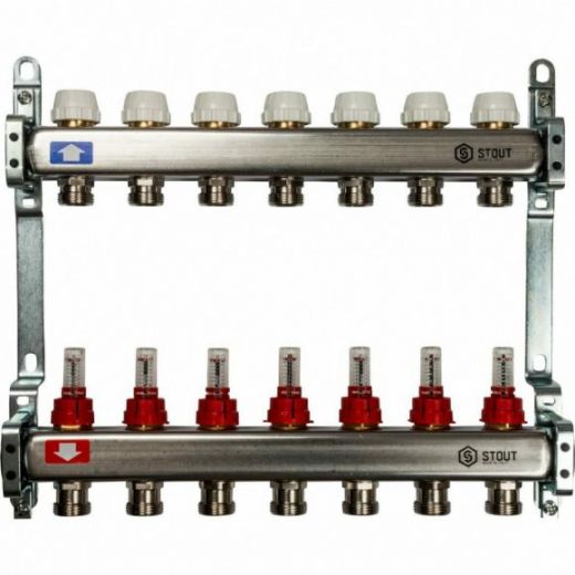 Коллекторная группа из нержавеющей стали с расходомерами на 7 выходов STOUT
