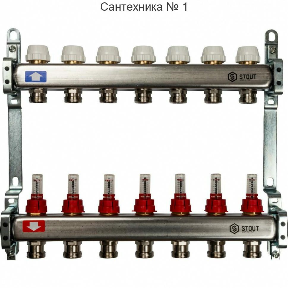 Коллекторная группа из нержавеющей стали с расходомерами на 7 выходов STOUT