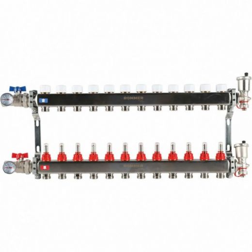 Коллектор из нержавеющей стали в сборе с расходомерами 12 выходов ROMMER