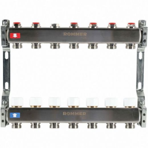 Коллектор из нержавеющей стали без расходомеров 7 выходов ROMMER