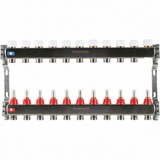 Коллектор из нержавеющей стали с расходомерами 11 выходов ROMMER