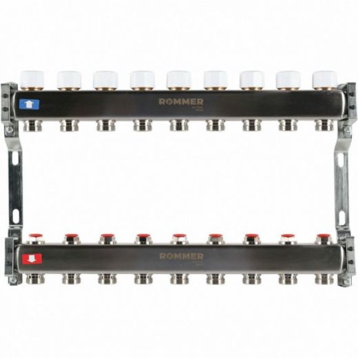 Коллектор из нержавеющей стали без расходомеров 9 выходов ROMMER