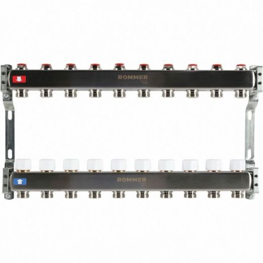 Коллектор из нержавеющей стали без расходомеров 10 выходов ROMMER