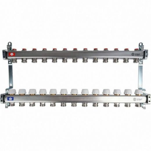 Коллекторная группа из нержавеющей стали без расходомеров на 13 выходов STOUT