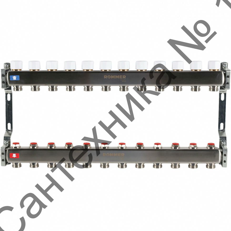 Коллектор из нержавеющей стали без расходомеров 12 выходов ROMMER