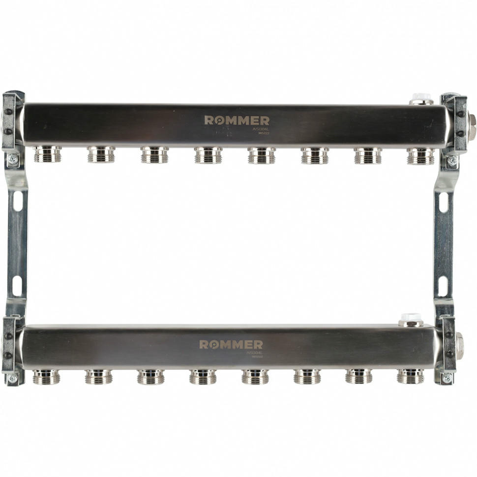 Коллектор из нержавеющей стали для радиаторной разводки 8 выходов ROMMER