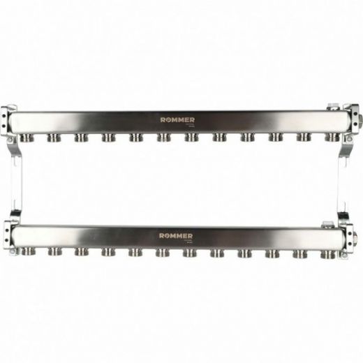 Коллектор из нержавеющей стали для радиаторной разводки 12 выходов ROMMER