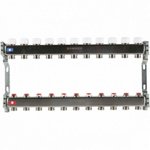 Коллектор из нержавеющей стали без расходомеров 11 выходов ROMMER