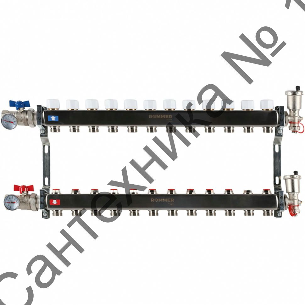 Коллектор из нержавеющей стали в сборе без расходомеров 12 выходов ROMMER