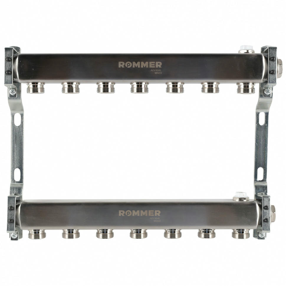 Коллектор из нержавеющей стали для радиаторной разводки 7 выходов ROMMER