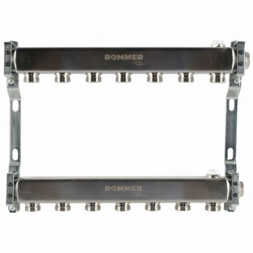 Коллектор из нержавеющей стали для радиаторной разводки 7 выходов ROMMER