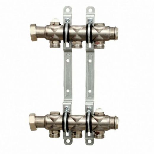 Коллекторная группа НГ 1" на 2 контура 3/4" EK, нержавеющая сталь ELSEN