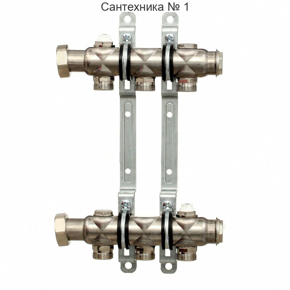Коллекторная группа НГ 1" на 2 контура 3/4" EK, нержавеющая сталь ELSEN