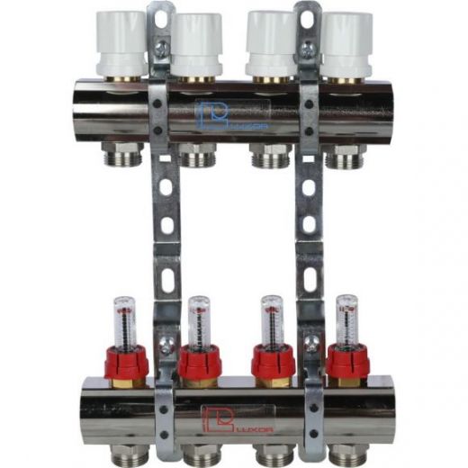 Коллекторная группа с расходомерами 1" на 4 выхода 3/4 ЕК Luxor CD 473M