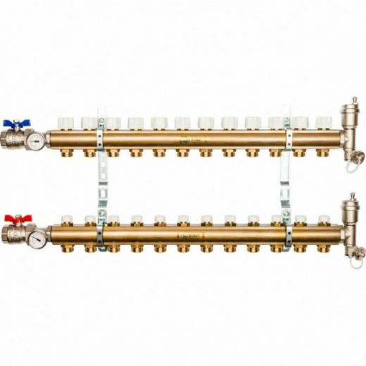 Коллекторная группа из латуни без расходомеров на 12 выходов STOUT